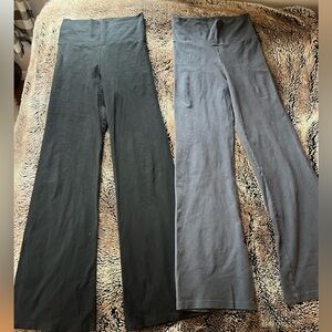 SET OF 2 Los Angeles Apparel “GARMENT DYE YOGA LEGGING” - Black and Gray